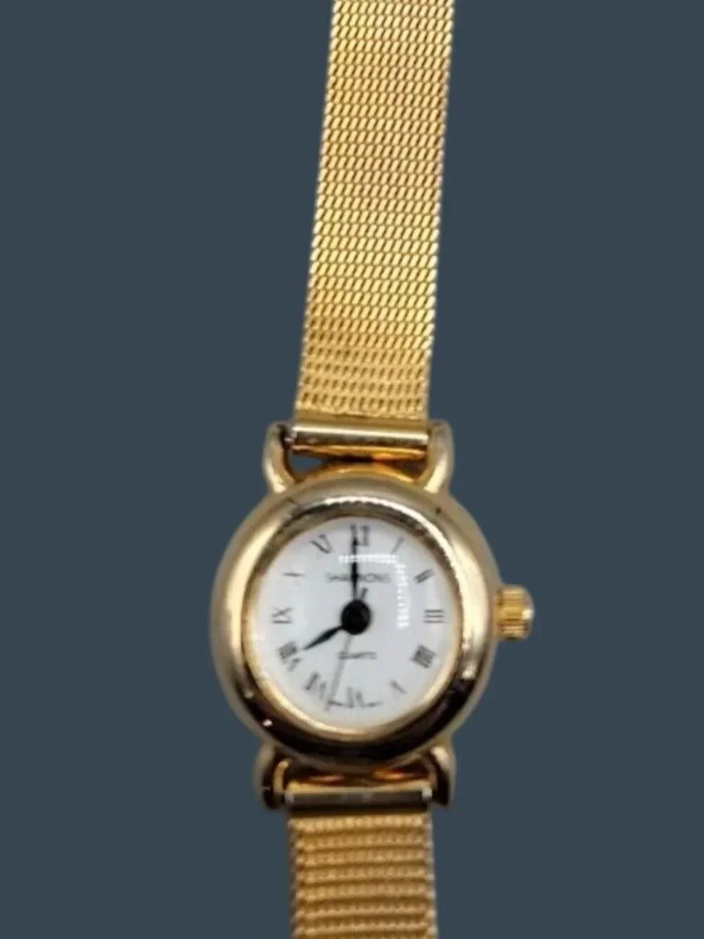 Vintage Shannons Ladies Watch Gold Tone Mesh Band Polished Case 20.5mm 7